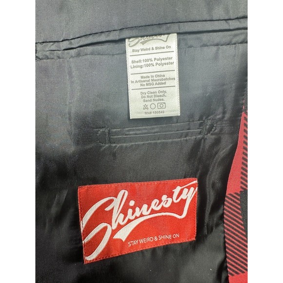 Shinesty The Red &‎ Black Men's Suit Christmas Blazer Pants Size 52 Jacket 44x29 - Picture 4 of 16